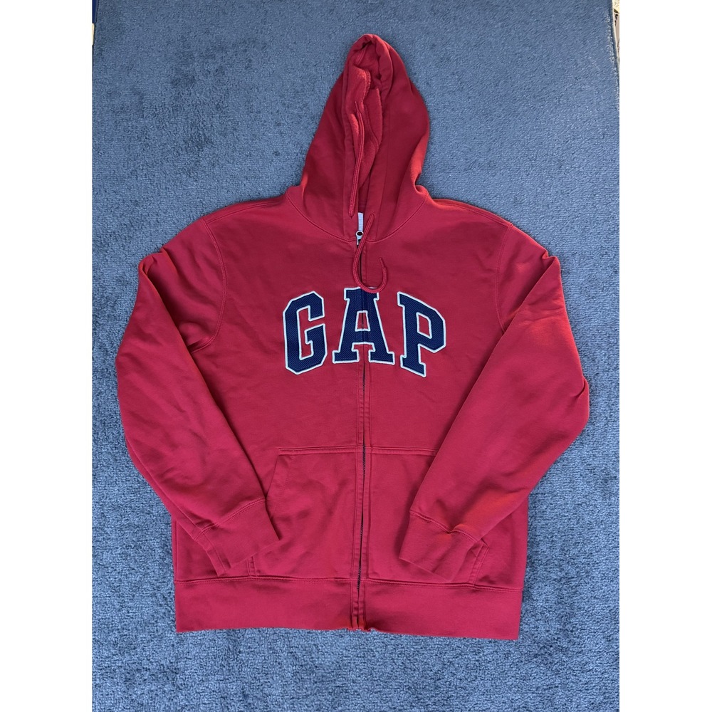 Gap Mens Red Full Zip Logo Hoodie Sweatshirt Size M Medium